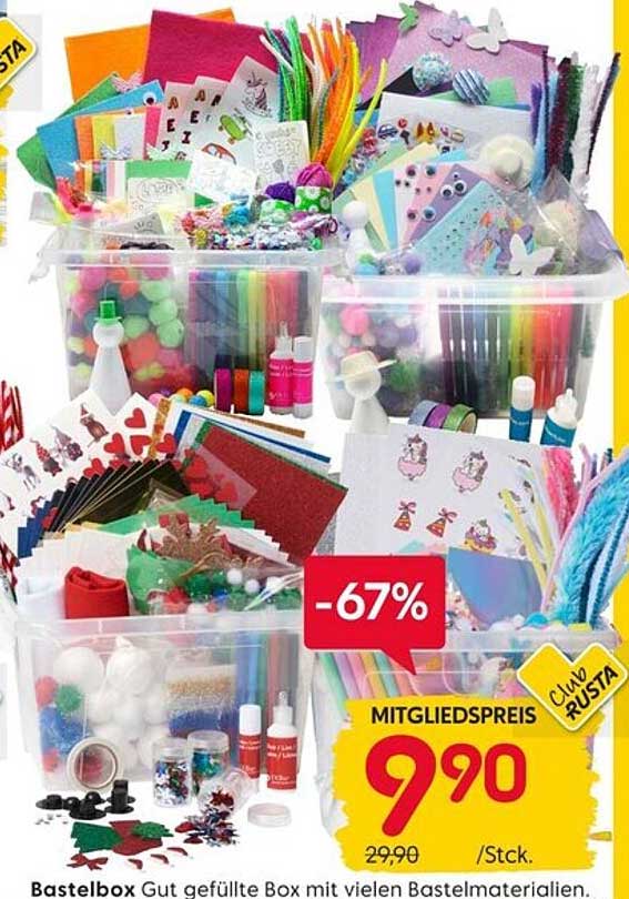 Bastelbox - Gut gefüllte Box mit vielen Bastelmaterialien
