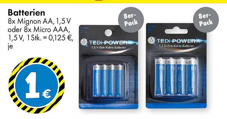 Batterien 8x Mignon AA oder 8x Micro AAA