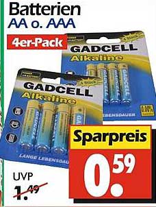 Batterien AA oder AAA 4er-Pack von GADCELL