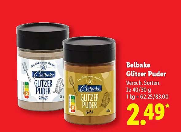 Belbake Glitzer Puder Versch. Sorten Je 40/30 g