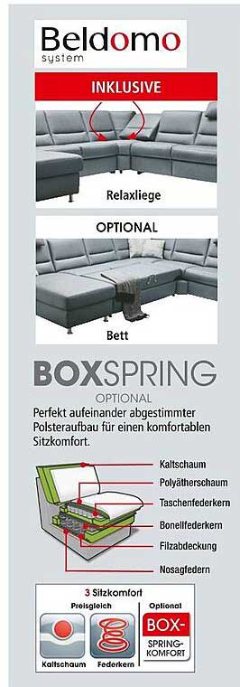 Beldomo Boxspring Sofa mit Relaxliege und optionalem Bett