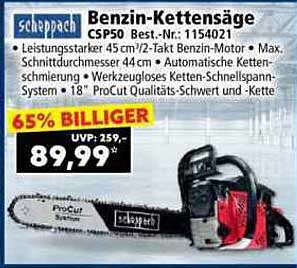 Benzin-Kettensäge CSP50 von Scheppach - Leistungsstark und Effizient