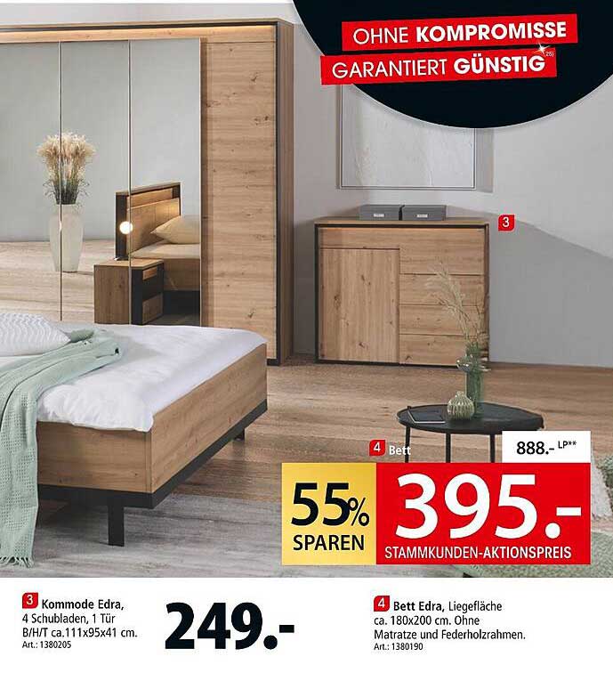 Bett Edra - Liegefläche ca. 180x200 cm