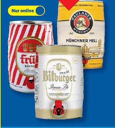 Bier-Auswahl: Frühlings Kölsch, Bitburger Premium Pils und Paulaner Münchner Hell