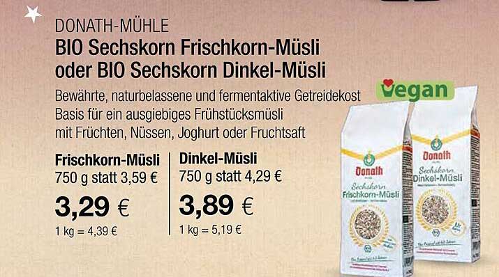 BIO Sechskorn Frischkorn-Müsli oder BIO Sechskorn Dinkel-Müsli