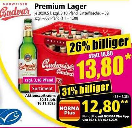 Budweiser Budvar Premium Lager 20x0,5l