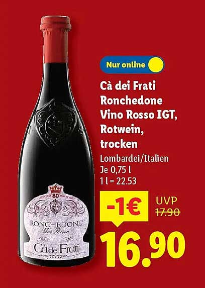 Cà dei Frati Ronchedone Vino Rosso IGT, Rotwein trocken 0,75 l