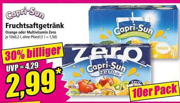 Capri-Sun Fruchtsaftgetränk - Orange oder Multivitamin Zero - 10er Pack