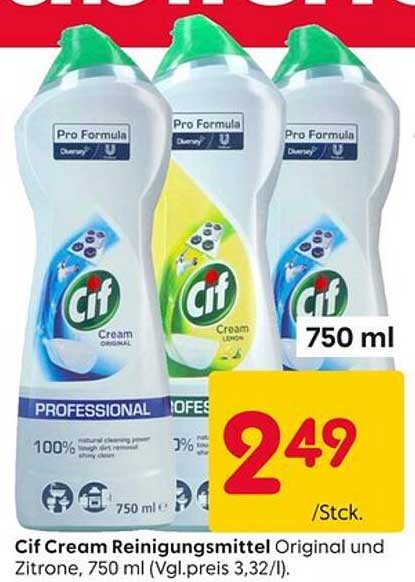 Cif Cream Reinigungsmittel Original und Zitrone, 750 ml