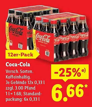 Coca-Cola 12er-Pack - Verschiedene Sorten, koffeinhaltig
