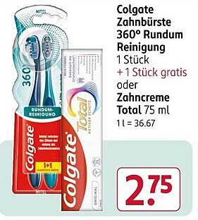 Colgate Zahnbürste 360° Rundum Reinigung + 1 Stück gratis oder Zahnpasta Total 75 ml
