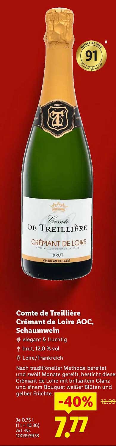 Comte de Treilliére Crémant de Loire AOC, Schaumwein