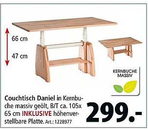 Couchtisch Daniel in Kernbuche massiv geölt