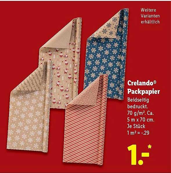 Crelando® Packpapier – Beidseitig bedruckt, 5 m x 70 cm