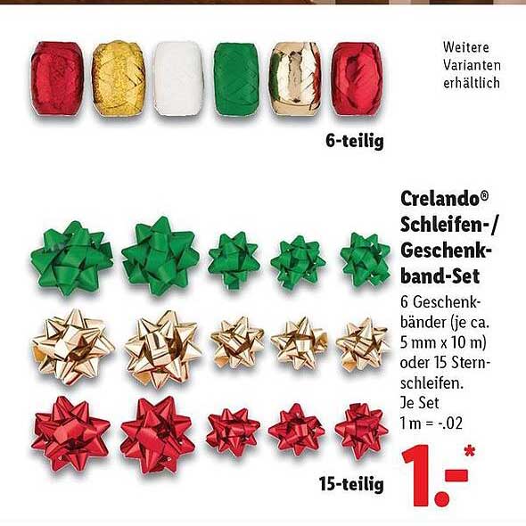 Crelando® Schleifen-/Geschenkband-Set 15-teilig