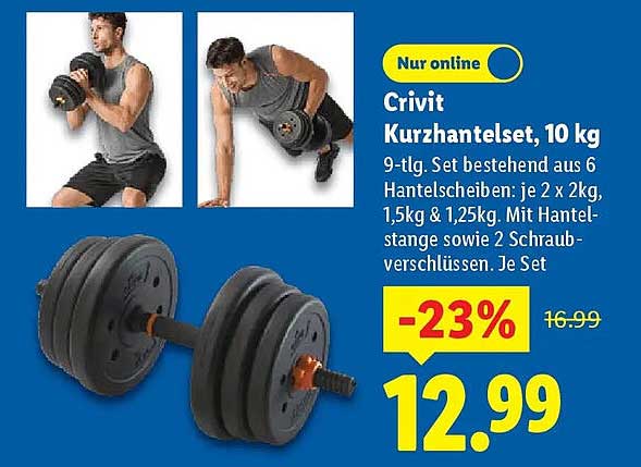 Crivit Kurzsethantelset, 10 kg