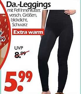 Da-Leggings mit Fell Innenfutter, verschieden Größen, blickdicht, Schwarz