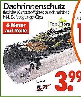 Dachrinnenschutz flexibles Kunststoffgitter, zuschneidbar, inkl. Befestigungs-Clips