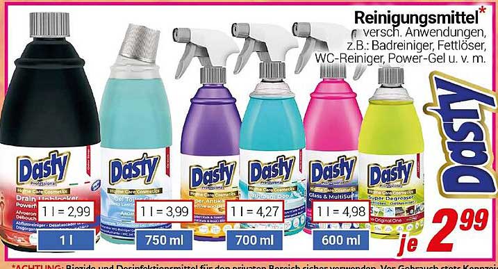 Dasty Reinigungsmittel - Vielseitige Sauberkeit für Ihr Zuhause