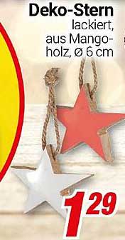 Deko-Stern lackiert, aus Mangoholz, Ø 6 cm