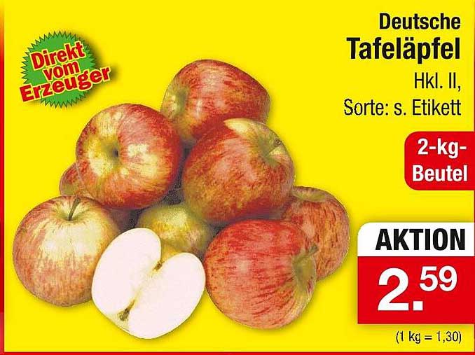 Deutsche Tafeläpfel Hkl. II - 2-kg Beutel