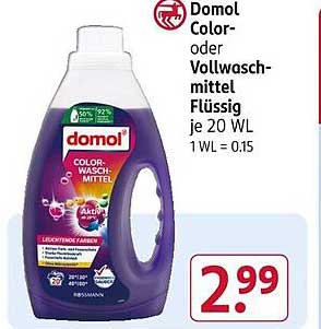 Domol Color- oder Vollwaschmittel Flüssig je 20 WL
