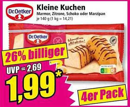 Dr. Oetker Kleine Kuchen - Marmor, Zitrone, Schoko oder Marzipan 4er Pack