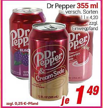 Dr Pepper 355 ml - verschiedene Sorten