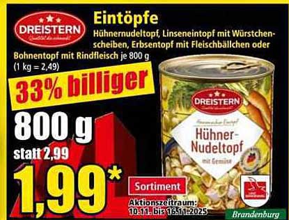 DREISTERN Hühnernudeltopf 800 g