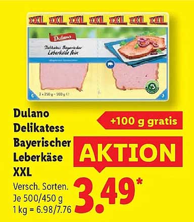 Dulano Delikatess Bayerischer Leberkäse XXL – Mehr Genuss zum Sparpreis!