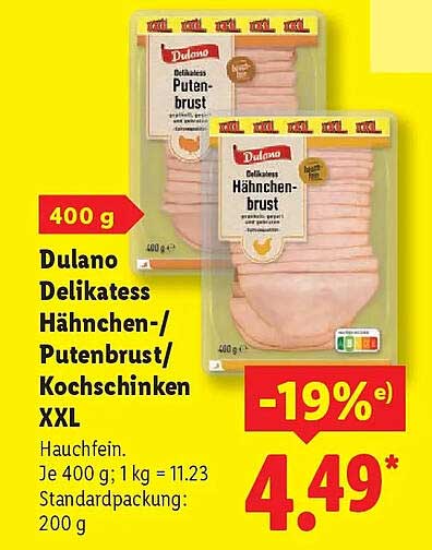 Dulano Delikatess Hähnchen-/Putenbrust/Kochschinken XXL, 400 g