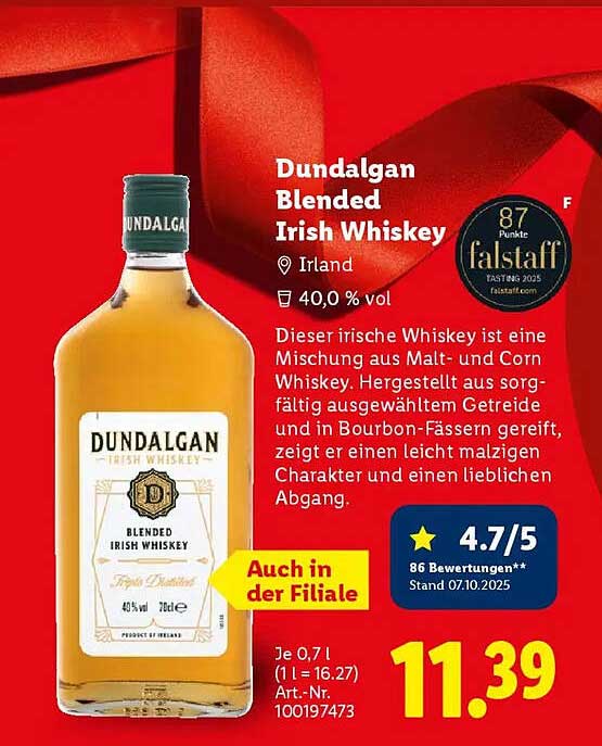 Dundalgan Blended Irish Whiskey 0,7 L
