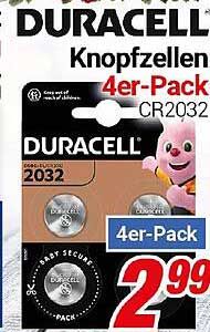 Duracell Knopfzellen 4er-Pack CR2032