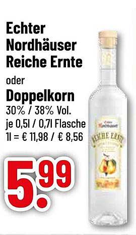 Echter Nordhäuser Reiche Ernte oder Doppelkorn 0,5l / 0,7l für nur 5,99 €