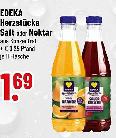 EDEKA Herzstücke Saft oder Nektar aus Konzentrart, je 1l Flasche