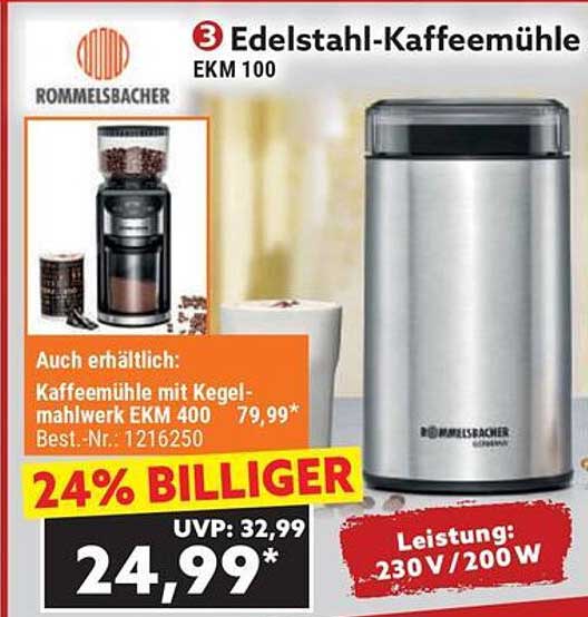 Edelstahl-Kaffeemühle EKM 100