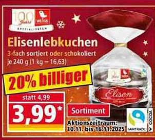Elisenlebkuchen 3-fach sortiert oder schokoliert je 240 g