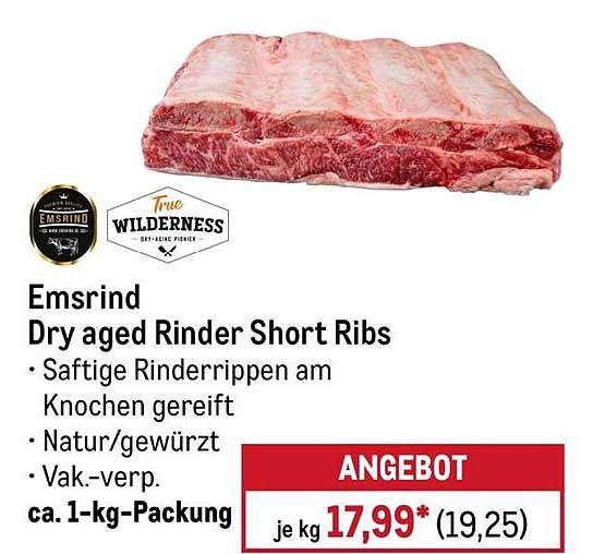 Emsrind Dry aged Rinder Short Ribs - Saftige Rinderippen am Knochen gereift