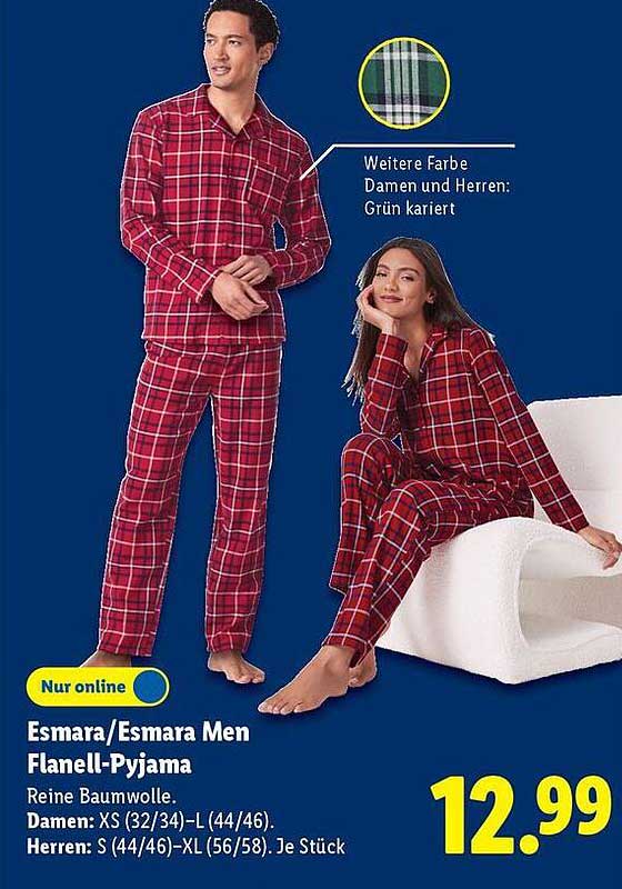 Esmara Flanell-Pyjama für Damen und Herren