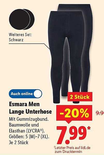 Esmara Men Lange Unterhose - 2 Stück für nur 7,99 €