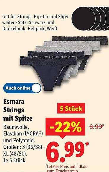 Esmara Strings mit Spitze – 5 Stück