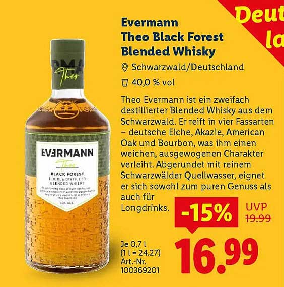 Evermann Theo Black Forest Blended Whisky