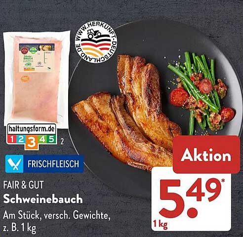 FAIR & GUT Schweinebauch am Stück, versch. Gewichte, z. B. 1 kg