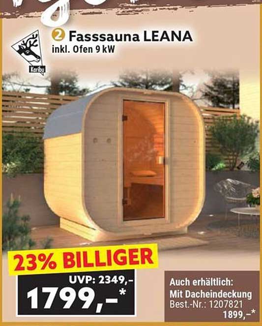 Fasssauna LEANA inkl. Ofen 9 kW