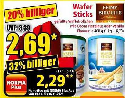 Feiny Biscuits Wafer Sticks – gefüllte Waffelröllchen mit Cocoa Hazelnut oder Vanilla