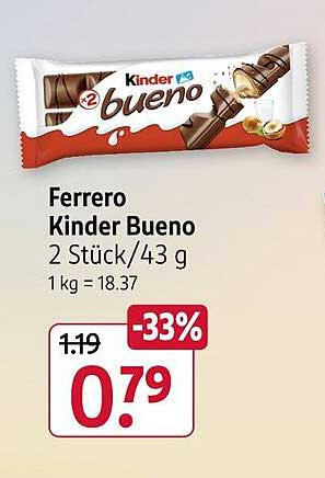 Ferrero Kinder Bueno 2 Stück/43 g