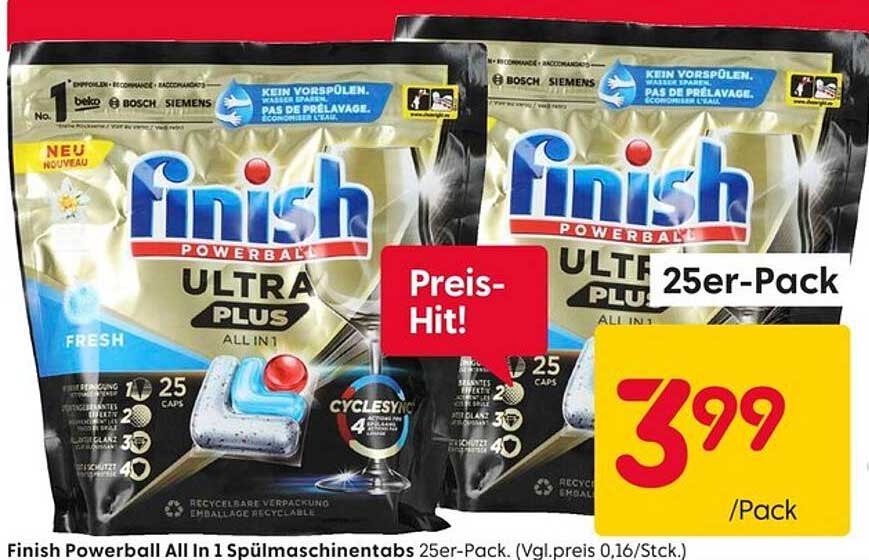 Finish Powerball All In 1 Spülmaschinentabs 25er-Pack
