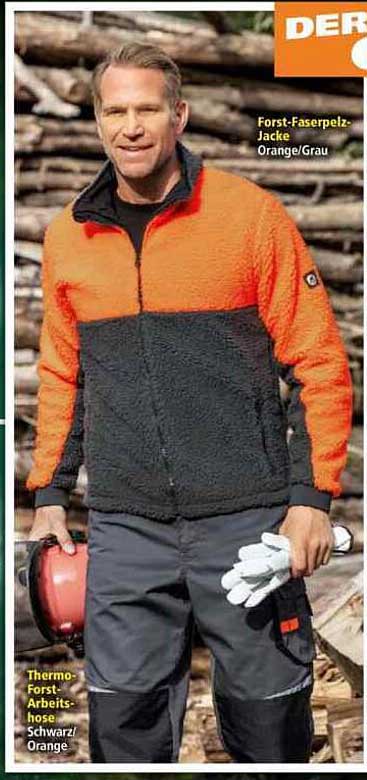 Forst-Faserpelz-Jacke Orange/Grau