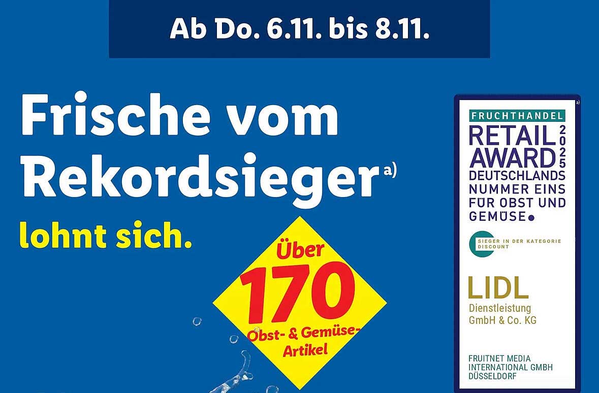 Frische vom Rekordsieger - Über 170 Obst- und Gemüse-Artikel