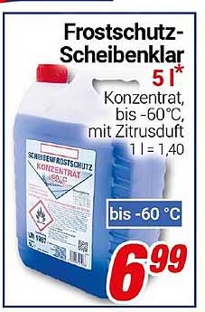 Frostschutz-Scheibenklar 5 l - Konzentrati bis -60°C, mit Zitrusduft